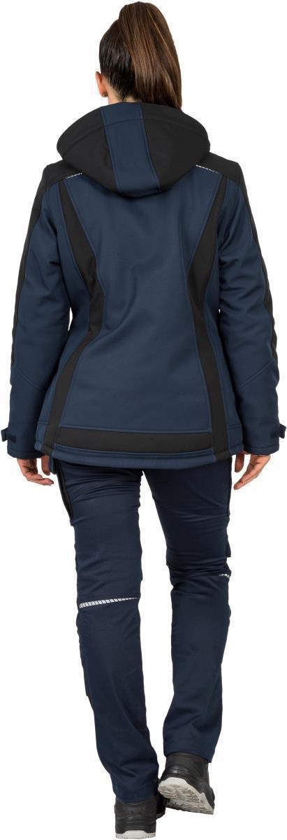 Leibwächter Damen Winter-Softshelljacke in Marine / Schwarz mit Druck auf Brust, in Größe 52